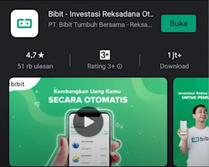 Tampilan aplikasi Bibit - Investasi Reksadana Otomatis di google playstore